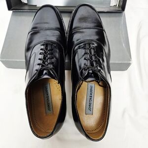 Johnston & Murphy Glossy Black Leather Shoes 10.5 D Cap Toe
